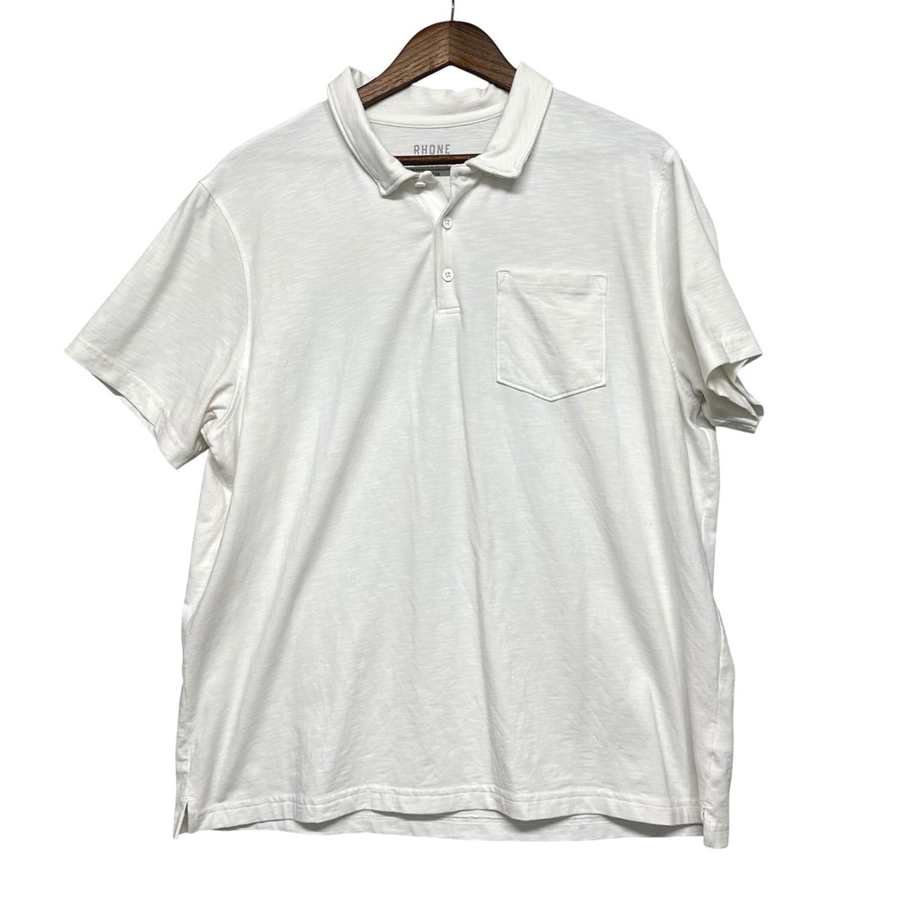 RHONE Mens Polo Shirt XXL Golf Performance Stretch White Short Sleeve Preppy 2XL